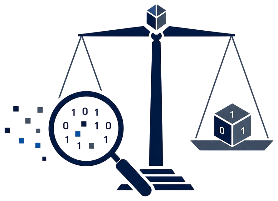 Forensia — balance de la justice et loupe forensique